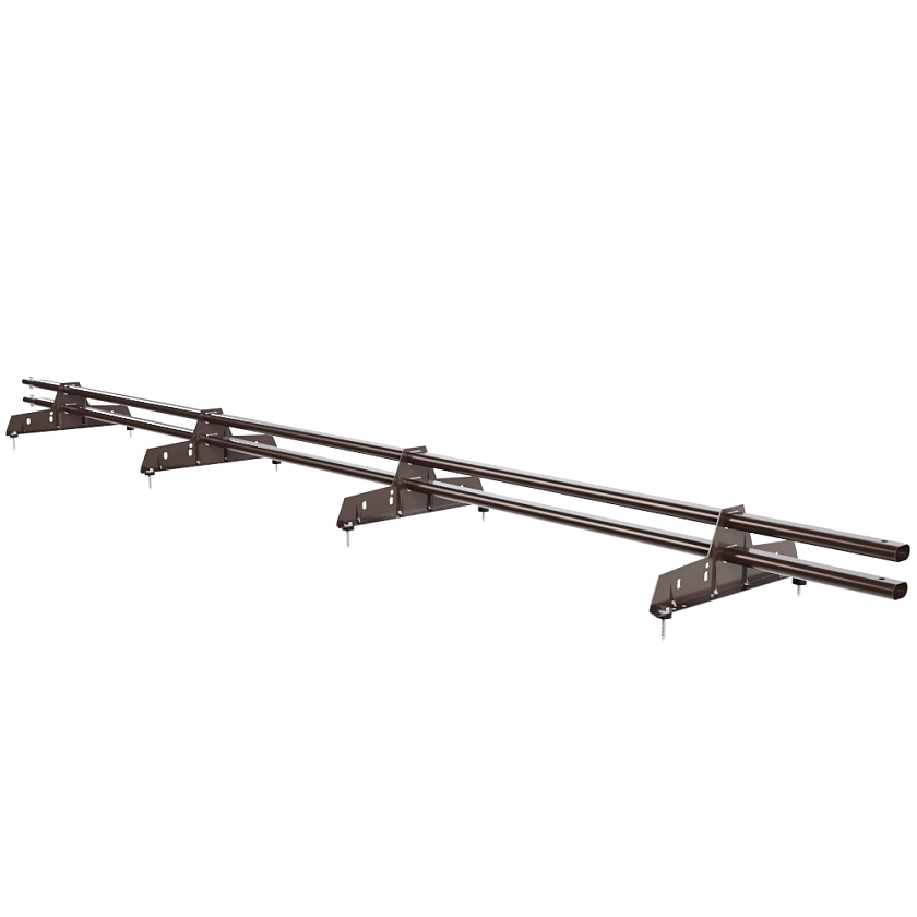 Снегозадержатель трубчатый Русский Рубеж 25х45мм, 3м, 4 опоры, коричневый шоколад (RAL 8017)