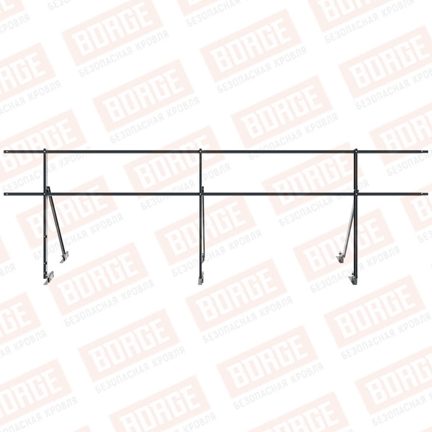 Ограждение кровельное Русский Рубеж H-90см, 3м, для фальцевой кровли, антрацитово-серый (RAL 7016)
