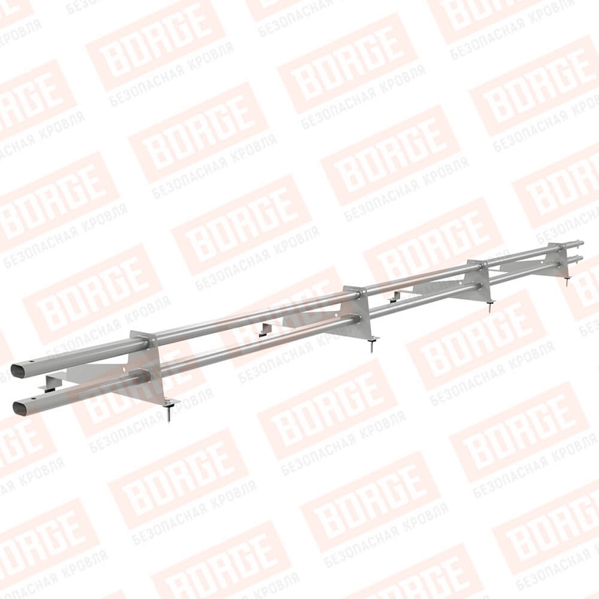 Снегозадержатель трубчатый Русский Рубеж 3м, 4 опоры, для МЧ с выс. ступенькой, бело-алюминиевый (RAL 9006), 400мм