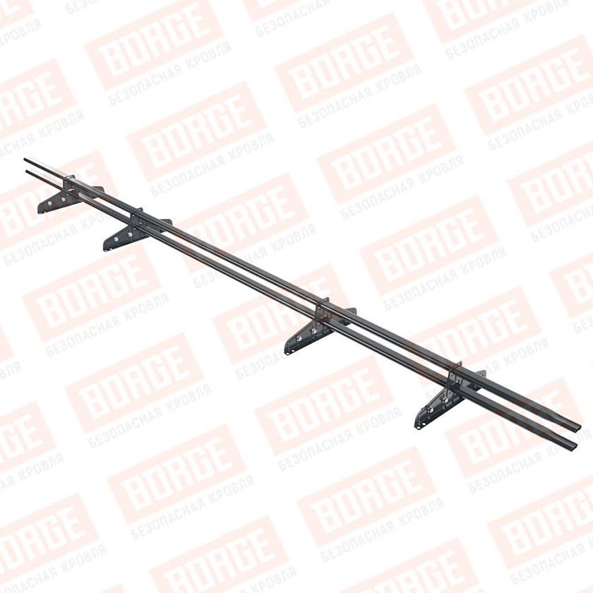 Снегозадержатель трубчатый Русский Рубеж 20х40мм, 3м, 4 опоры, для фальц. кровли, антрацитово-серый (RAL 7016)