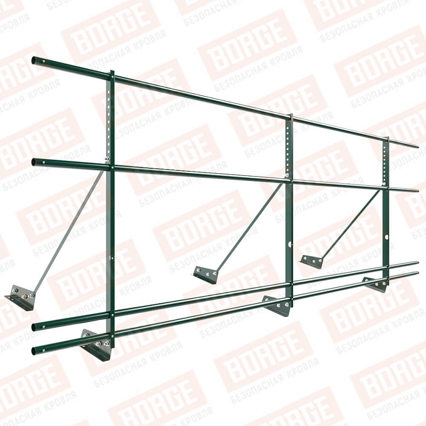 Ограждение декоративное NewLine H-90см, 3м, для фальц. кров., зеленый мох (RAL 6005), с двумя доп. трубами