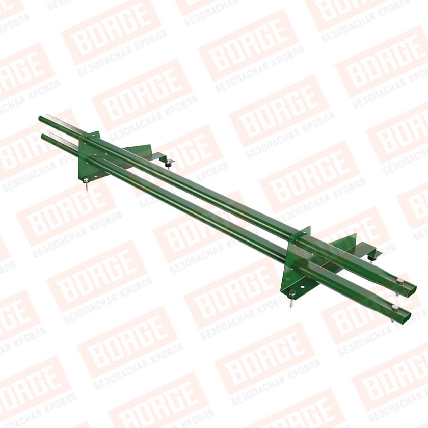 Снегозадержатель трубчатый Русский Рубеж 1,5м, 2 опоры, для МЧ с выс. ступ., лиственно-зеленый (RAL 6002), 350мм