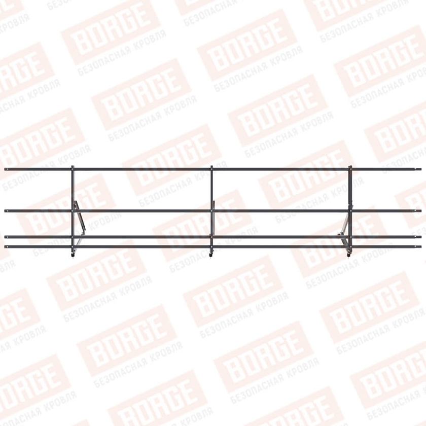Ограждение кровельное Русский Рубеж H-60см, 3м, серый графит (RAL 7024), с двумя доп. трубами