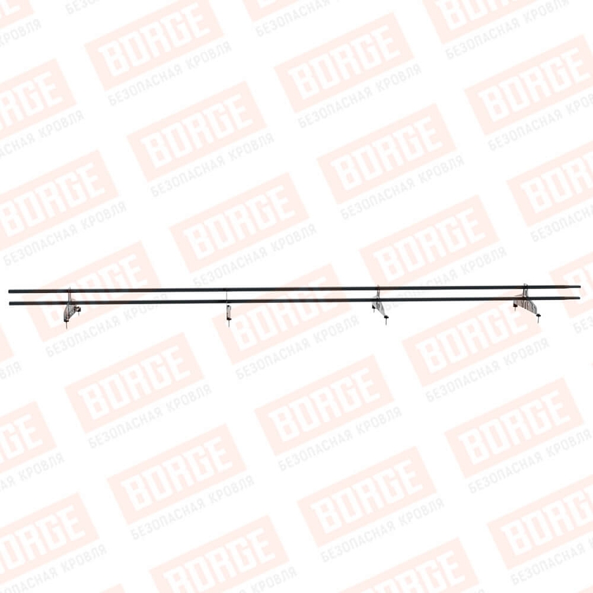 Снегозадержатель трубчатый Русский Рубеж 20х40мм, 3м, 4 опоры, антрацитово-серый (RAL 7016)