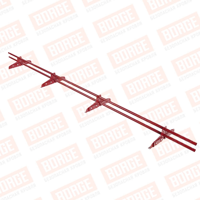 Снегозадержатель трубчатый Русский Рубеж D-25мм, 3м, 4 опоры, для фальц. кровли, рубиново-красный (RAL 3003)