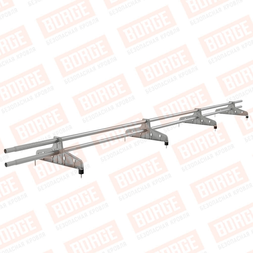 Снегозадержатель трубчатый Русский Рубеж D-25мм, 3м, 4 опоры, бело-алюминиевый (RAL 9006)