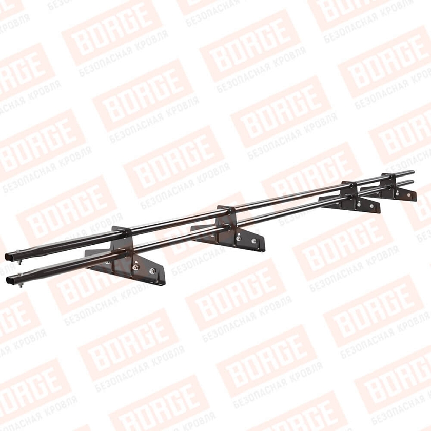 Снегозадержатель трубчатый Русский Рубеж 25х45мм, 3м, 4 опоры, для фальц. кровли, серо-коричневый (RR 32)