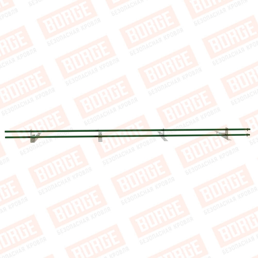 Снегозадержатель трубчатый BORGE 3м, 4 опоры, для композитной черепицы, лиственно-зеленый (RAL 6002)