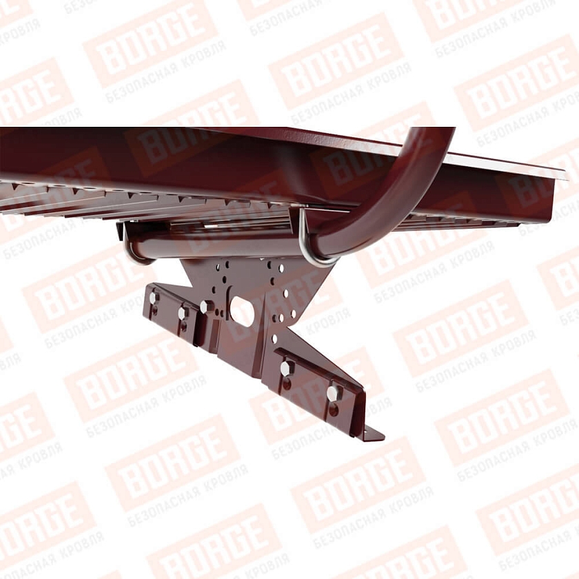 Мостик переходной с ограждением BORGE Н-120см, 3м, для фальцевой кровли, красное вино (RAL 3005)