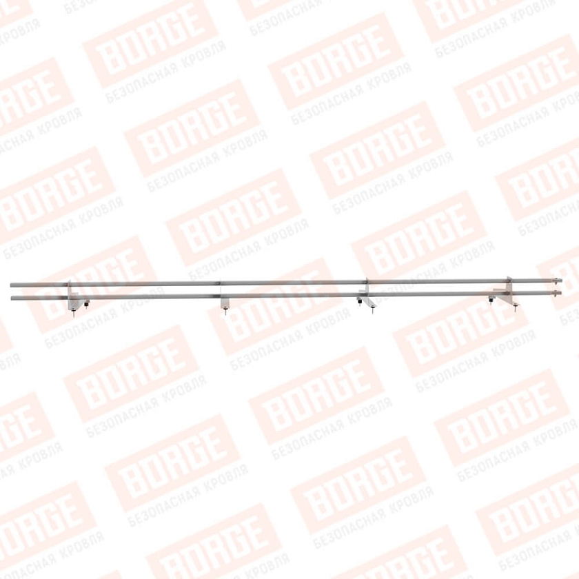 Снегозадержатель трубчатый BORGE 3м, 4 опоры, для МЧ с выс. ступ., сигнально-серый (RAL 7004), 400мм