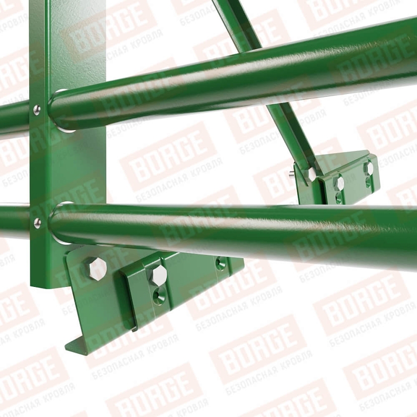 Ограждение декоративное NewLine H-60см, 3м, для фальц. кров., лиственно-зеленый (RAL 6002), с двумя доп. трубами