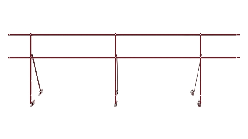 Ограждение кровельное NewLine H-90см, 3м, для фальцевой кровли, красное вино (RAL 3005)