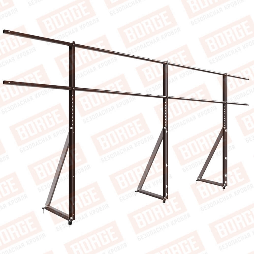 Ограждение кровельное Русский Рубеж H-120см, 3м, коричневый шоколад (RAL 8017)