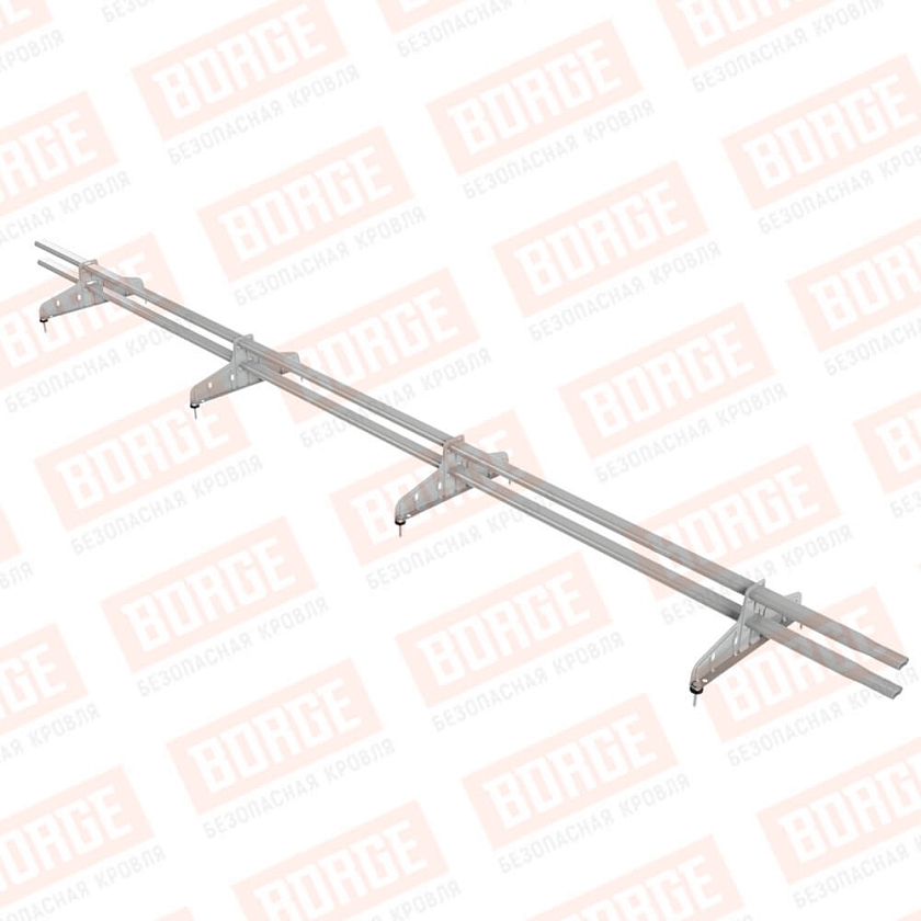 Снегозадержатель трубчатый Русский Рубеж 20х40мм, 3м, 4 опоры, бело-алюминиевый (RAL 9006)