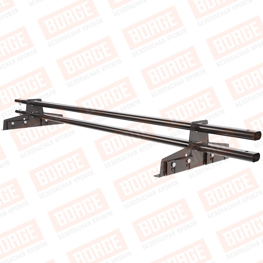 Снегозадержатель трубчатый Русский Рубеж 25х45мм, 1,5м, 2 опоры, для фальц. кров., серо-коричневый (RAL 8019)