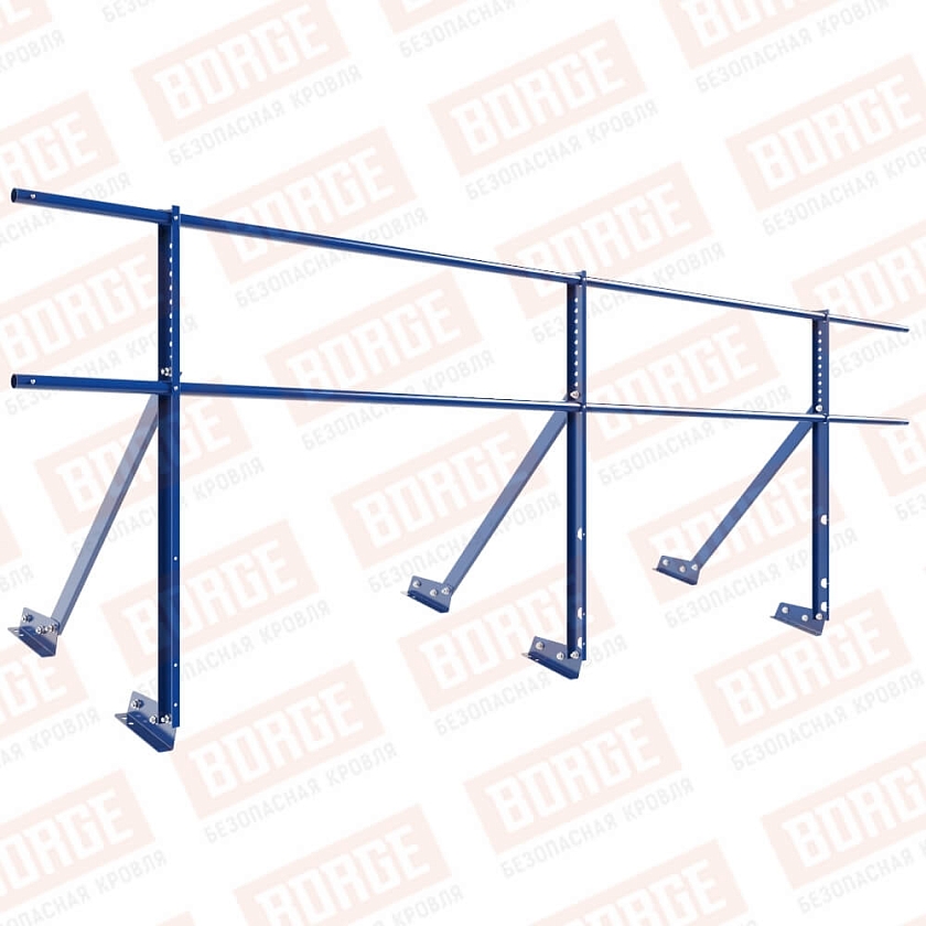 Ограждение кровельное Русский Рубеж H-90см, 3м, для фальцевой кровли, сигнально-синий (RAL 5005)