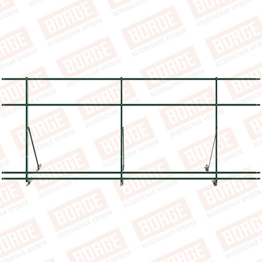 Ограждение декоративное NewLine H-120см, 3м, для фальц. кров., зеленый мох (RAL 6005), с двумя доп. трубами