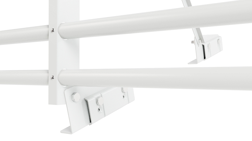 Ограждение кровельное NewLine H-120см, 3м, для фальц. кров., сигнально-белый (RAL 9003), с двумя доп. трубами