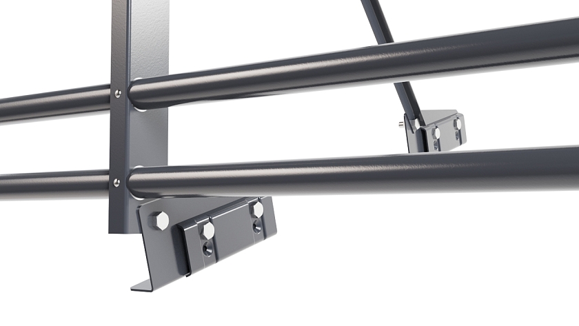 Ограждение кровельное NewLine H-90см, 3м, для фальц. кров., серый графит (RAL 7024), с двумя доп. трубами