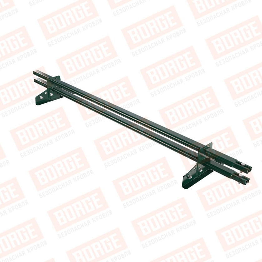 Снегозадержатель трубчатый BORGE 1,5м, 2 опоры, для фальцевой кровли, зеленый мох (RAL 6005)