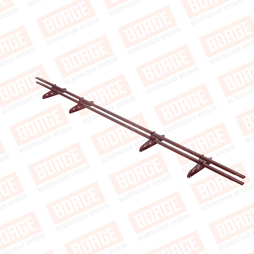 Снегозадержатель трубчатый Русский Рубеж 20х40мм, 3м, 4 опоры, для фальц. кровли, красное вино (RAL 3005)