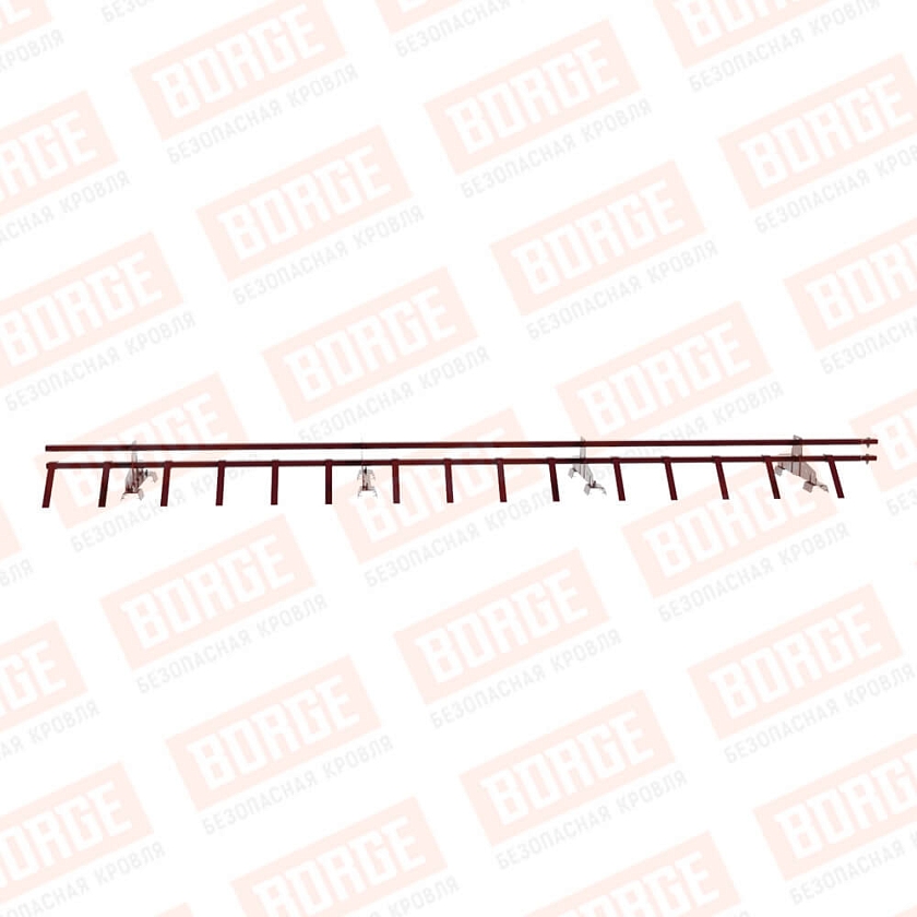 Снегозадержатель трубчатый BORGE 3м, 4 опоры, для профнастила Н-60, H- 75, красное вино (RAL 3005)