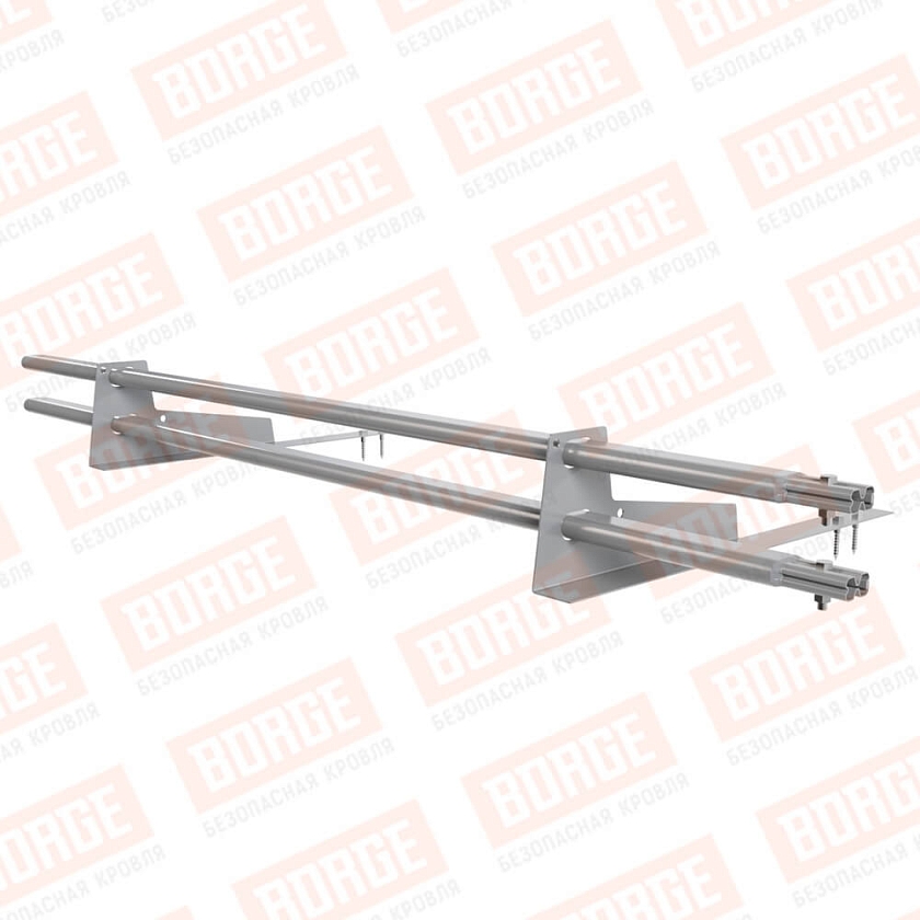 Снегозадержатель трубчатый BORGE 1,5м, 2 опоры, для гибкой черепицы,  сигнально-серый (RAL 7004)