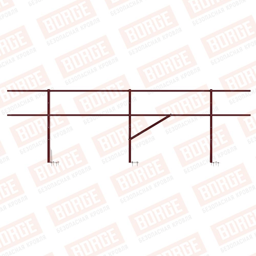 Ограждение плоских кровель NewLine Н-90, 3м, верхнее крепление, красное вино (RAL 3005)