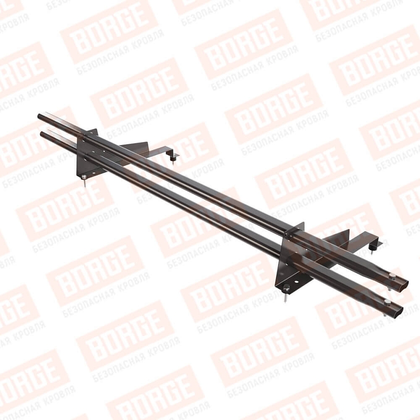 Снегозадержатель трубчатый Русский Рубеж 1,5м, 2 опоры, для МЧ с выс. ступ., серо-коричневый (RR 32), 400мм