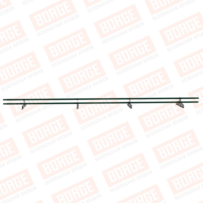 Снегозадержатель трубчатый Русский Рубеж D-25мм, 3м, 4 опоры, для фальц. кровли, зеленый мох (RAL 6005)