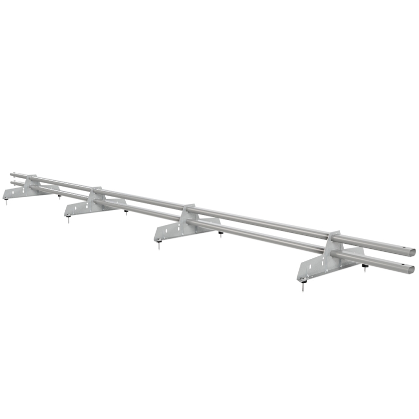 Снегозадержатель трубчатый Русский Рубеж 25х45мм, 3м, 4 опоры, бело-алюминиевый (RAL 9006)