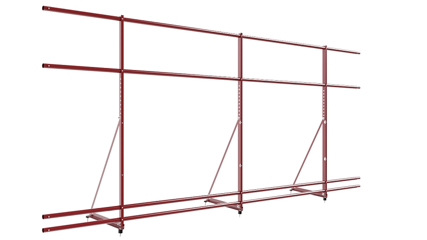 Ограждение кровельное NewLine H-120см, 3м, коричнево-красный (RAL 3011), с двумя доп. трубами