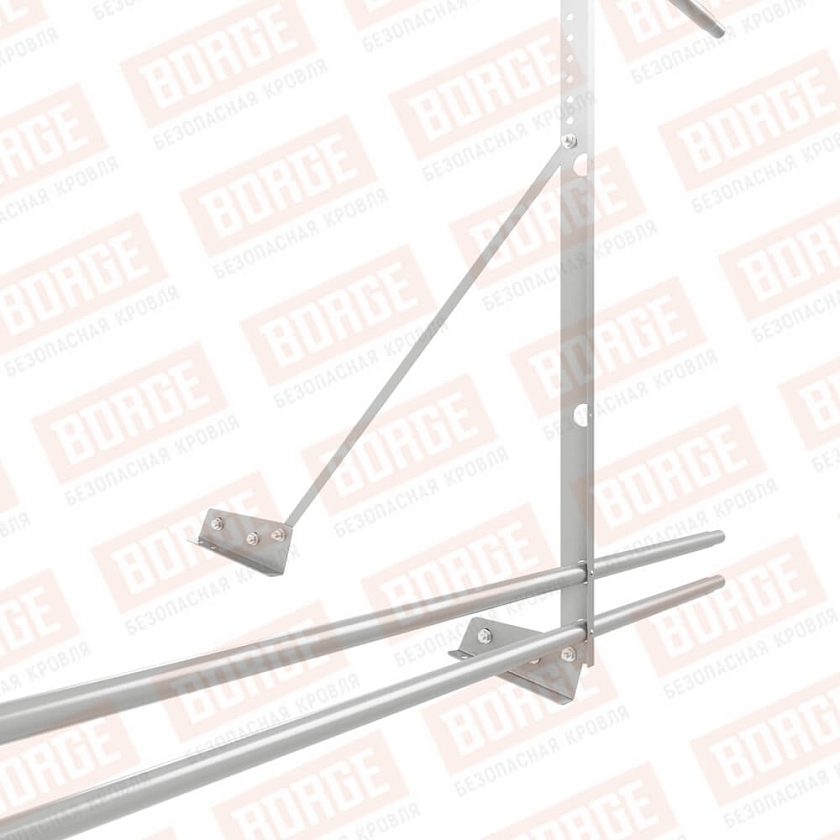 Ограждение декоративное NewLine H-120см, 3м, для фальц. кров., бело-алюминиевый (RAL 9006), с двумя доп. трубами