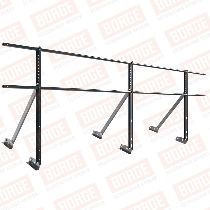 Ограждение кровельное Русский Рубеж H-90см, 3м, для фальцевой кровли, антрацитово-серый (RAL 7016)