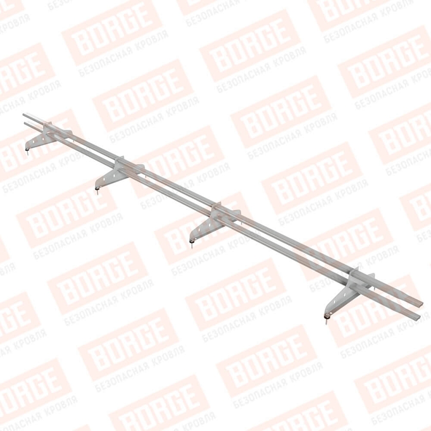 Снегозадержатель трубчатый NewLine 3м, 20х40мм, 4 опоры, бело-алюминиевый (RAL 9006)