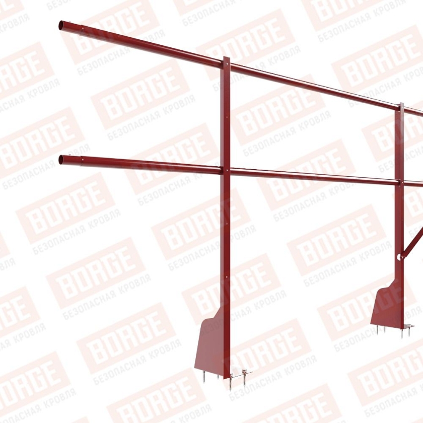 Ограждение плоских кровель Русский Рубеж Н-90, 3м, верхнее крепление, коричнево-красный (RAL 3011)