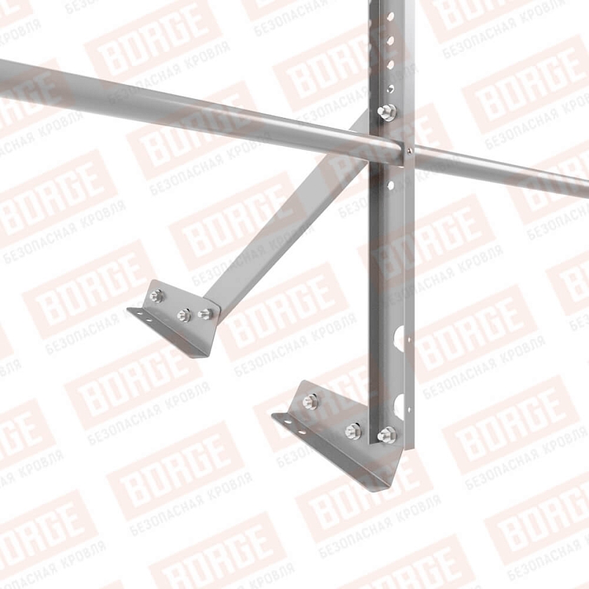 Ограждение кровельное Русский Рубеж H-60см, 3м, для фальцевой кровли, сигнально-серый (RAL 7004)