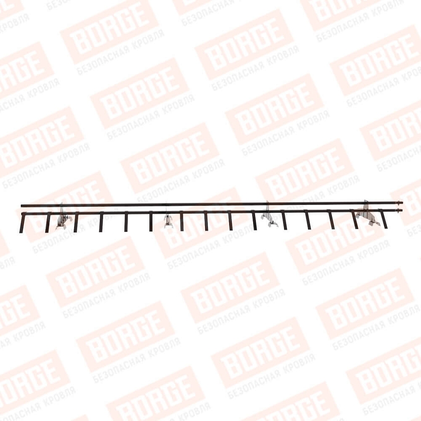 Снегозадержатель трубчатый BORGE 3м, 4 опоры, для профнастила Н-60, Н-75, серо-коричневый (RR 32)