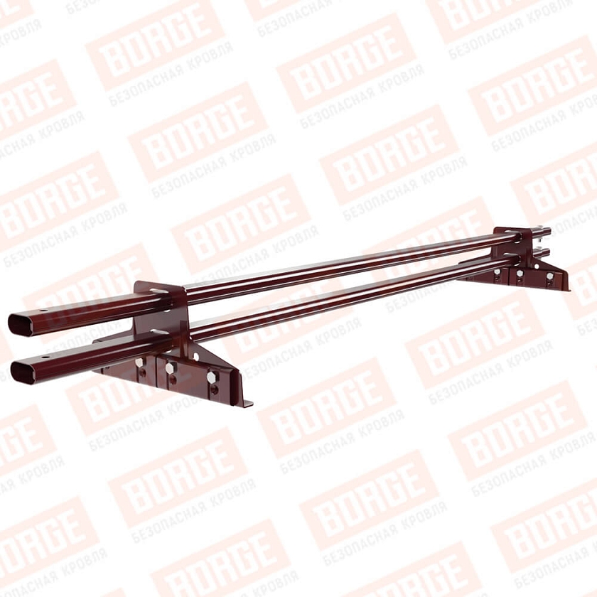 Снегозадержатель трубчатый BORGE 1,5м, 2 опоры, для фальцевой кровли, красное вино (RAL 3005)