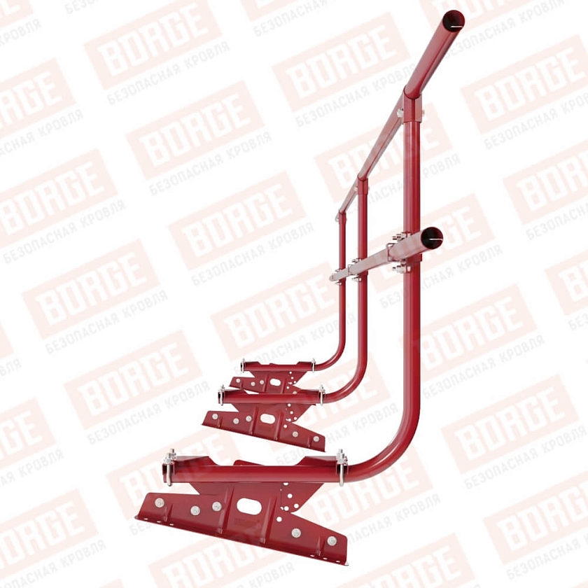 Ограждение кровельное BORGE H-90см, 3м, для фальцевой кровли, рубиново-красный (RAL 3003)