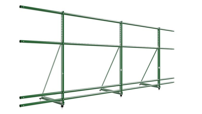 Ограждение кровельное NewLine H-90см, 3м, лиственно-зеленый (RAL 6002), с двумя доп. трубами