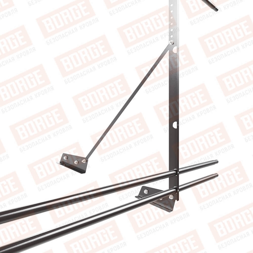 Ограждение декоративное NewLine H-120см, 3м, для фальц. кров., серо-коричневый (RR 32), с двумя доп. трубами