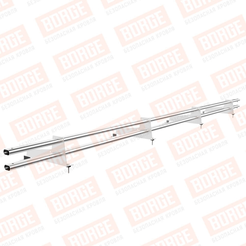 Снегозадержатель трубчатый Русский Рубеж 3м, 4 опоры, для МЧ с выс. ступенькой, цинк, 350мм