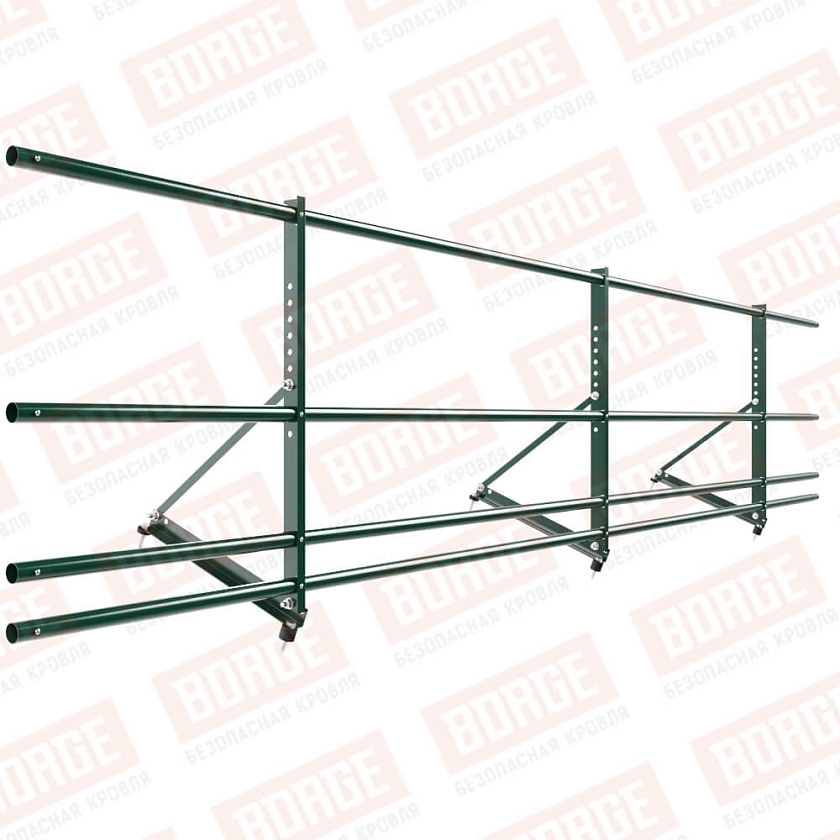 Ограждение декоративное NewLine H-60см, 3м, зеленый мох (RAL 6005), с двумя доп. трубами