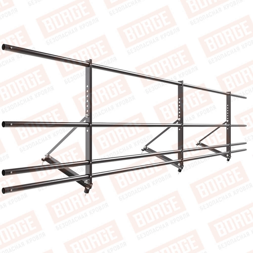 Ограждение декоративное NewLine H-60см, 3м, cеро-коричневый (RR 32), с двумя доп. трубами