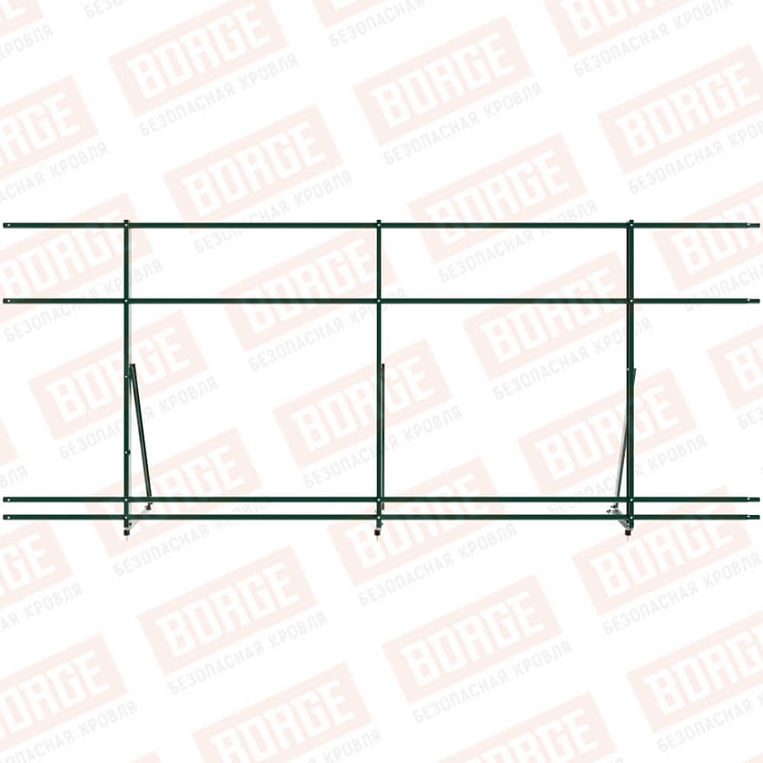 Ограждение кровельное Русский Рубеж H-120см, 3м, зеленый мох (RAL 6005), с двумя доп. трубами