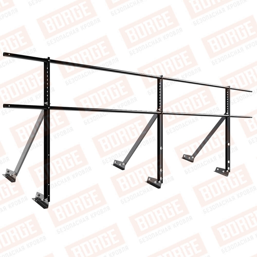 Ограждение кровельное Русский Рубеж H-90см, 3м, для фальцевой кровли, чёрный (RAL 9005)