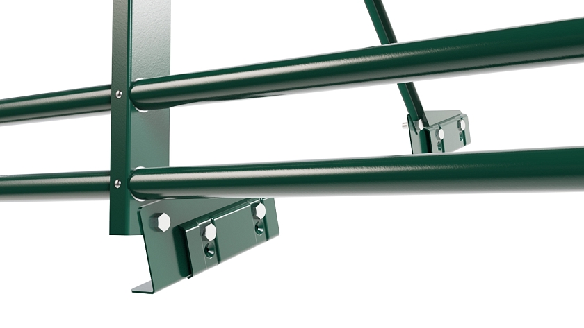 Ограждение кровельное NewLine H-90см, 3м, для фальц. кров., зеленый мох (RAL 6005), с двумя доп. трубами