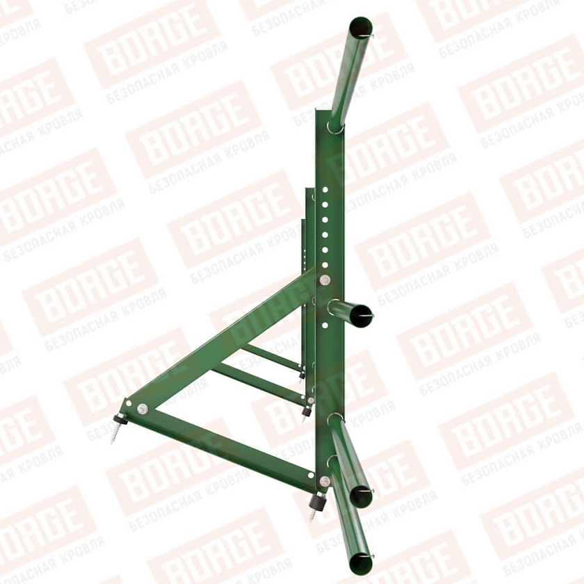 Ограждение кровельное Русский Рубеж H-60см, 3м, лиственно-зеленый (RAL 6002), с двумя доп. трубами