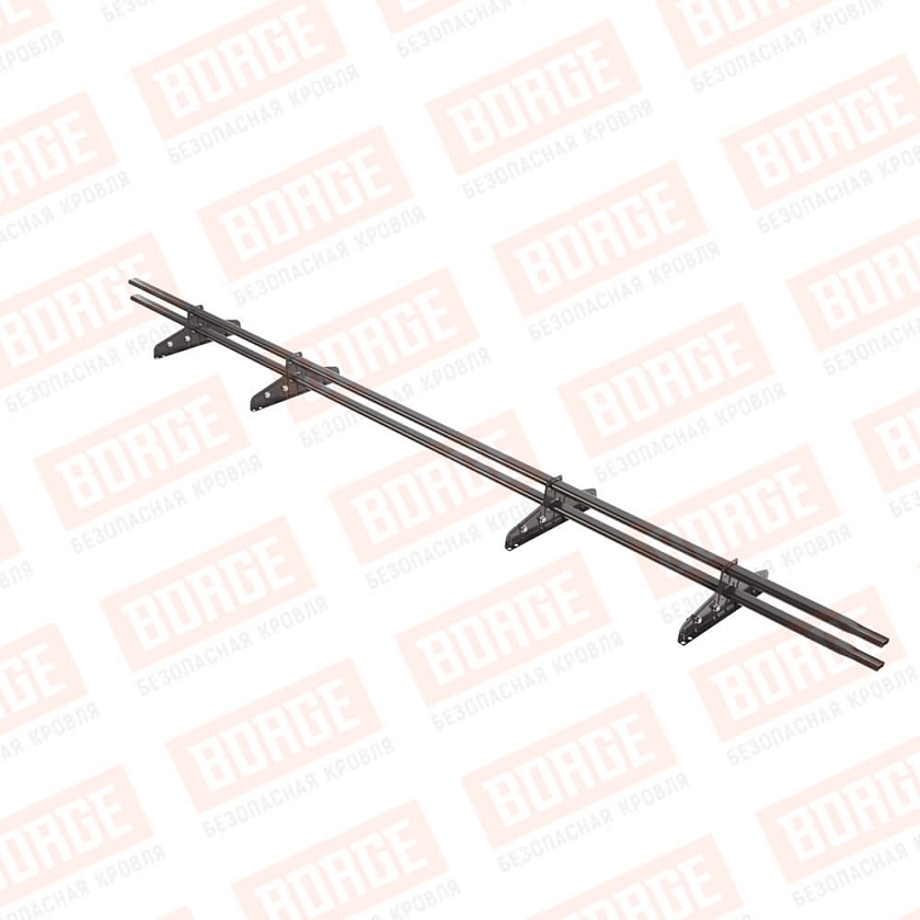 Снегозадержатель трубчатый Русский Рубеж 20х40мм, 3м, 4 опоры, для фальц. кровли, серо-коричневый (RR 32)